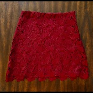 Red Lace Mini Skirt